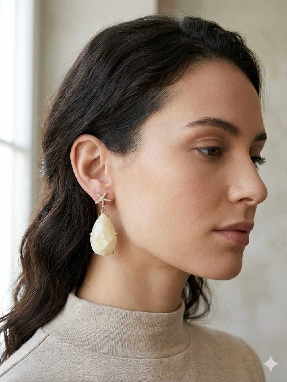 Amrita SINGH CREAM STARFISH MOTHER OF PEARL EARRINGS